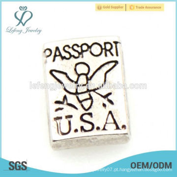 2015 New Fashion Letter EUA PASSPORT encantos de pulseira flutuante para Living Glass Floating Lockets